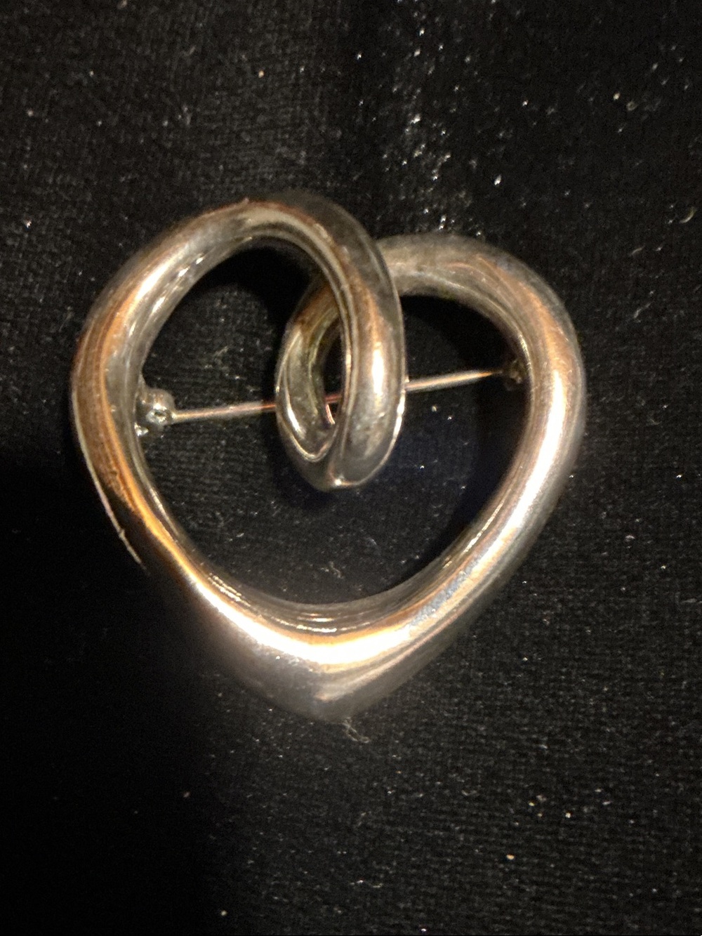 Silver Heart Swirl Brooch - Elegant Women's Jewelry